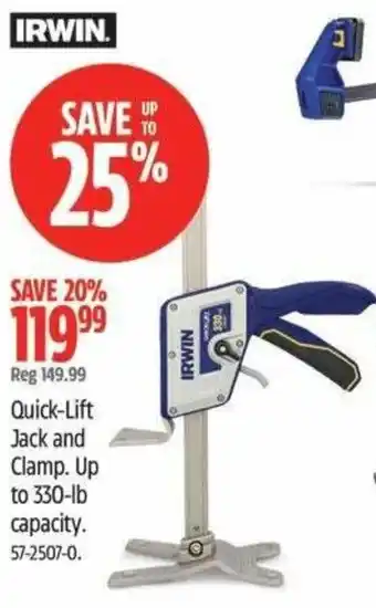 Canadian Tire Irwin Quick-Lift Jack and Clamp offer