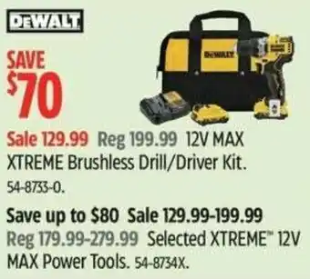 Canadian Tire Dewalt 12V MAX XTREME Brushless Drill/Driver Kit offer