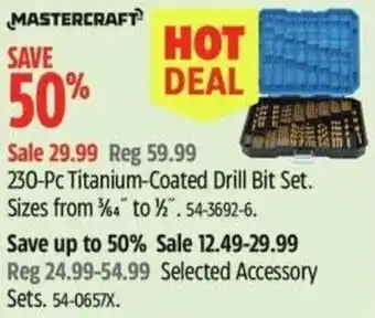 Canadian Tire Mastercraft 230-pc titanium-coated drill bit set offer