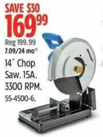 Canadian Tire Mastercraft 14" Chop Saw offer