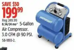 Canadian Tire Mastercraft 5-gallon air compressor 3.0 cfm 90 psi. offer