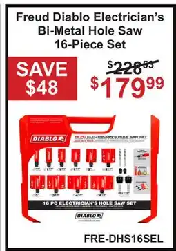 Atlas Tools & Machinery Freud Diablo Electrician's Bi-Metal Hole Saw 16-Piece Set offer