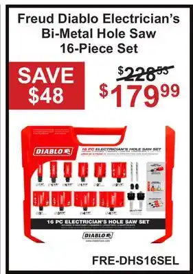 Atlas Tools & Machinery Freud Diablo Electrician's Bi-Metal Hole Saw 16-Piece Set offer