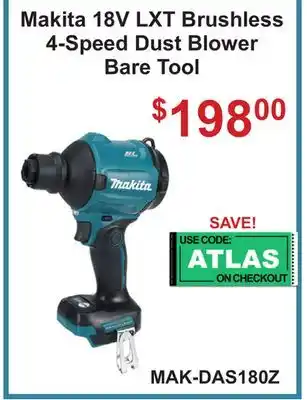 Atlas Tools & Machinery Makita 18V LXT Brushless 4-Speed Dust Blower Bare Tool offer