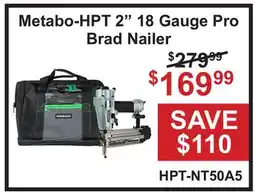 Atlas Tools & Machinery Metabo-HPT 2 18 Gauge Pro Brad Nailer offer