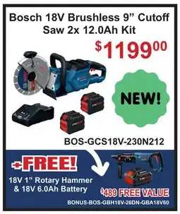 Atlas Tools & Machinery Bosch 18V Brushless 9 Cutoff Saw 2x 12.0Ah Kit offer