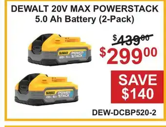 Atlas Tools & Machinery DEWALT 20V MAX POWERSTACK 5.0 Ah Battery (2-Pack) offer