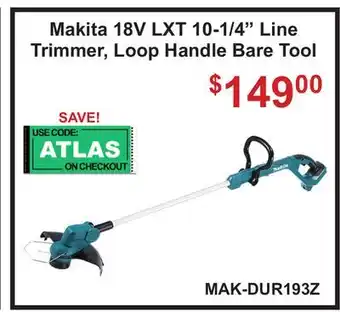 Atlas Tools & Machinery Makita 18V LXT 10-1/4 Line Trimmer, Loop Handle Bare Tool offer