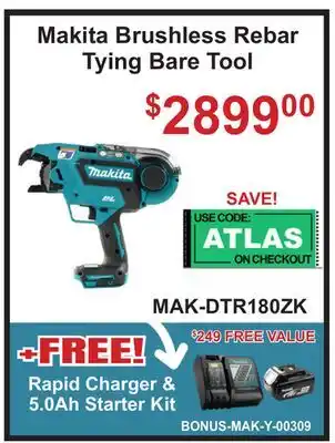 Atlas Tools & Machinery Makita Brushless Rebar Tying Bare Tool offer