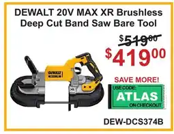 Atlas Tools & Machinery DEWALT 20V MAX XR Brushless Deep Cut Band Saw Bare Tool offer