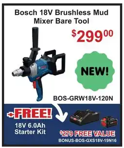 Atlas Tools & Machinery Bosch 18V Brushless Mud Mixer Bare Tool offer