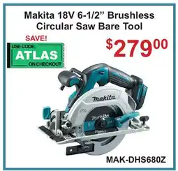 Atlas Tools & Machinery Makita 18V 6-1/2 Brushless Circular Saw Bare Tool offer