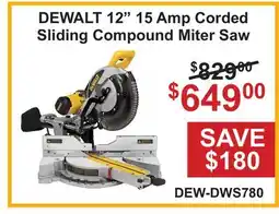 Atlas Tools & Machinery DEWALT 12 15 Amp Corded Sliding Compound Miter Saw offer