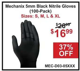 Atlas Tools & Machinery Mechanix 5mm Black Nitrile Gloves (100-Pack) offer