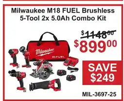 Atlas Tools & Machinery Milwaukee M18 FUEL Brushless 5-Tool 2x 5.0Ah Combo Kit offer