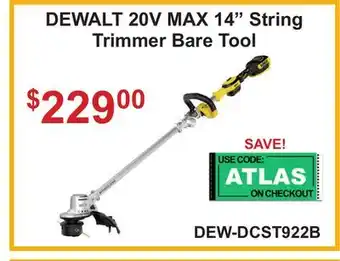 Atlas Tools & Machinery DEWALT 20V MAX 14 String Trimmer Bare Tool offer