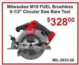 Atlas Tools & Machinery Milwaukee M18 FUEL Brushless 6-1/2 Circular Saw Bare Tool offer