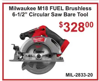 Atlas Tools & Machinery Milwaukee M18 FUEL Brushless 6-1/2 Circular Saw Bare Tool offer