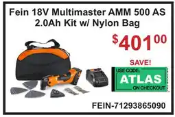 Atlas Tools & Machinery Fein 18V Multimaster AMM 500 AS 2.0Ah Kit w/ Nylon Bag offer