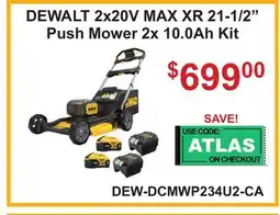 Atlas Tools & Machinery DEWALT 2x20V MAX XR 21-1/2 Push Mower 2x 10.0Ah Kit offer