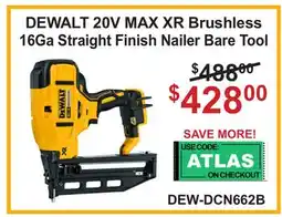 Atlas Tools & Machinery DEWALT 20V MAX XR Brushless 16Ga Straight Finish Nailer Bare Tool offer