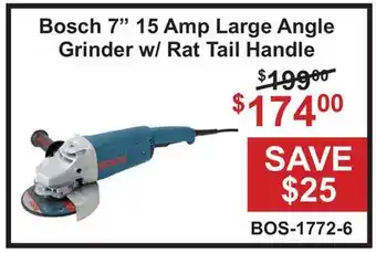 Atlas Tools & Machinery Bosch 7 15 Amp Large Angle Grinder w/ Rat Tail Handle offer