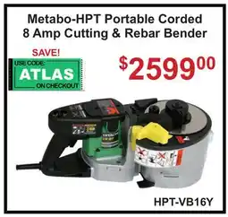 Atlas Tools & Machinery Metabo-HPT Portable Corded 8 Amp Cutting & Rebar Bender offer