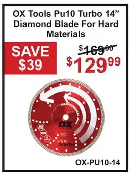 Atlas Tools & Machinery OX Tools Pu10 Turbo 14 Diamond Blade For Hard Materials offer