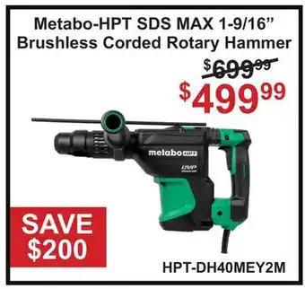 Atlas Tools & Machinery Metabo-HPT SDS MAX 1-9/16 Brushless Corded Rotary Hammer offer