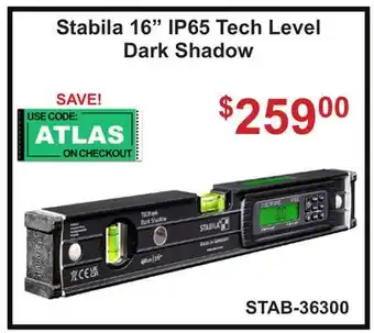 Atlas Tools & Machinery Stabila 16 IP65 Tech Level Dark Shadow offer