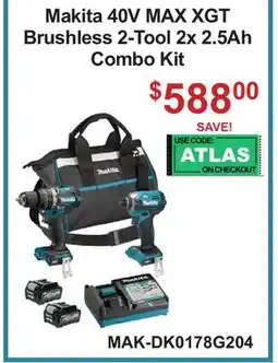 Atlas Tools & Machinery Makita 40V MAX XGT Brushless 2-Tool 2x 2.5Ah Combo Kit offer