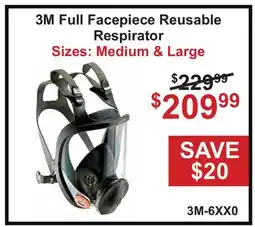 Atlas Tools & Machinery 3M Full Facepiece Reusable Respirator offer