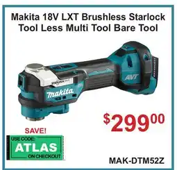 Atlas Tools & Machinery Makita 18V LXT Brushless Starlock Tool Less Multi Tool Bare Tool offer