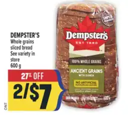 Marché Adonis DEMPSTER'S Whole grains sliced bread offer