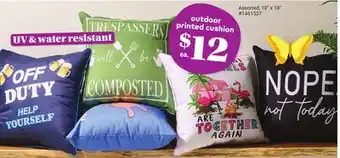 Giant Tiger outdoor printed cushion offer