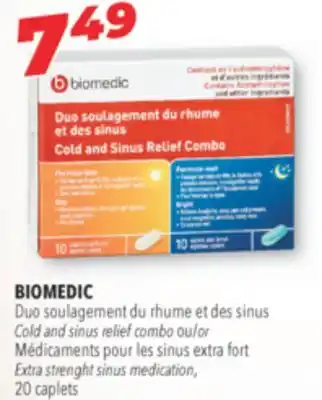 Familiprix BIOMEDIC Cold and sinus relief combo or Extra strenght sinus medication, 20 caplets offer