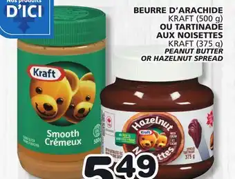 IGA BEURRE D'ARACHIDE KRAFT OU TARTINADE AUX NOISETTES offer