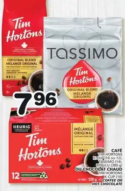 IGA CAFÉ TIM HORTONS OU CHOCOLAT CHAUD TASSIMO offer