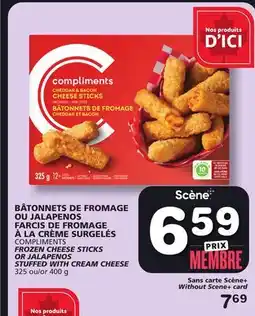 IGA BÂTONNETS DE FROMAGE OU JALAPENOS FARCIS DE FROMAGE À LA CRÈME SURGELÉS COMPLIMENTS offer