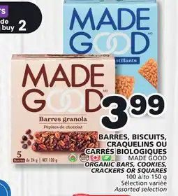 IGA BARRES, BISCUITS, CRAQUELINS OU CARRÉS BIOLOGIQUES MADE GOOD offer