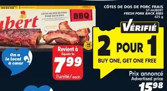 IGA ST-HUBERT FRESH PORK BACK RIBS offer