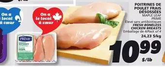 IGA MAPLE LEAF PRIME FRESH BONELESS CHICKEN BREASTS offer