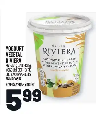 Metro YOGOURT VÉGÉTAL RIVIERA | RIVIERA VEGAN YOGURT offer