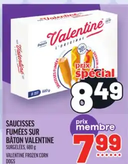 Metro SAUCISSES FUMÉES SUR BÂTON VALENTINE | VALENTINE FROZEN CORN DOGS offer