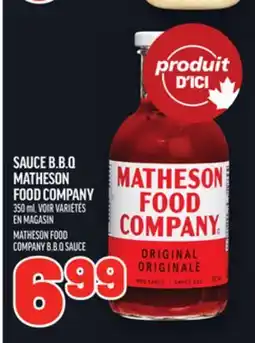 Metro SAUCE B.B.Q MATHESON FOOD COMPANY | MATHESON FOOD COMPANY B.B.Q SAUCE offer