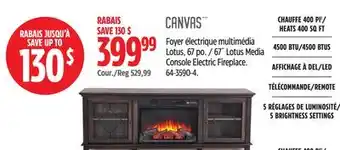 Canadian Tire canvas 67˝ Lotus Media Console Electric Fireplace offer