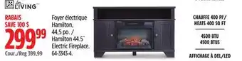 Canadian Tire FOR LIVING Hamilton 44.5˝ Electric Fireplace offer