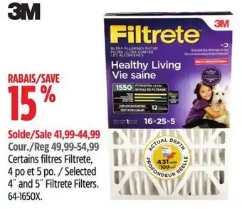 Canadian Tire 3M Selected 4˝ and 5˝Filtrete Filters offer