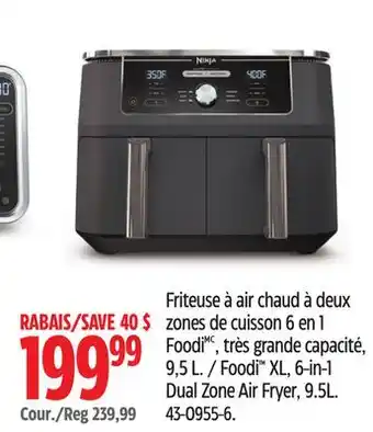 Canadian Tire Ninja Foodi XL, 6-in-1 Dual Zone Air Fryer, 9.5L offer