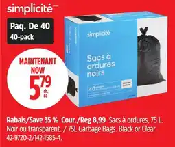 Canadian Tire 75L Garbage Bags. Black or Clear offer